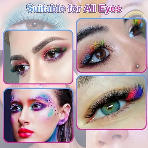 MUIIGOOD Colored Lash Extension Kit 120 Pcs DIY Lash Clusters Individual 14mm 16mm Mixed 6 Colors Soft False D Curl Eyelashes Rainbow Colorful Cluster Lashes Reusable Fluffy Lash for Women Girls thumbnail 7