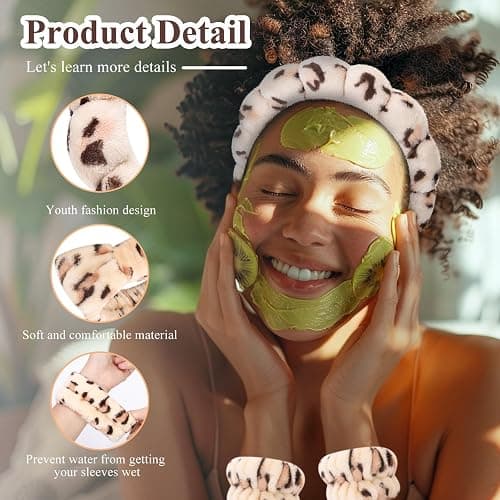 ATROCH Puffy Spa Headband & Wristband Set – Cute Makeup & Skincare Headband for Washing Face, Soft Toweling Set for Teen Girls, Best Birthday or Christmas Presents for Teenage Girls thumbnail 3
