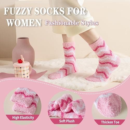 Nimalpal Fuzzy Socks for Women, Super Soft Warm Cozy Socks for Womens Winter 5 Pairs thumbnail 5