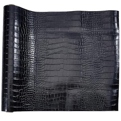 CRASPIRE 53"x12" Crocodile Leather Fabric Faux PU for Embossed Making Sewing Skin Grain Sheets Fabric Material DIY Upholstery Crafts Handbags Furniture Car Wrapping Leather Earrings Shoes Belt Black thumbnail 6