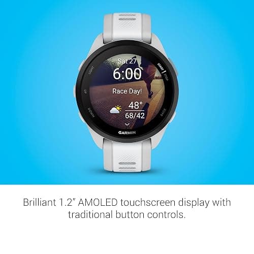 Garmin Forerunner 165, Running Smartwatch, Colorful AMOLED Display, Training Metrics and Recovery Insights, Whitestone thumbnail 3