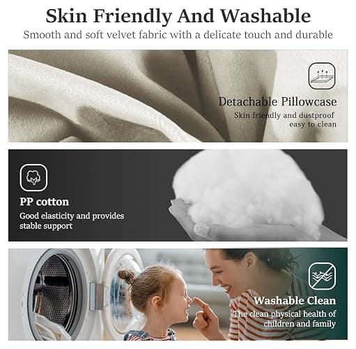 homecozy Bed Wedge Headboard Pillow - College Dorm Reading Pillow Back Support While Sitting in Bed - Ergonomic Lumbar Pillow Body Positioning Bed Pillow - Velvet Beige 39IN thumbnail 5