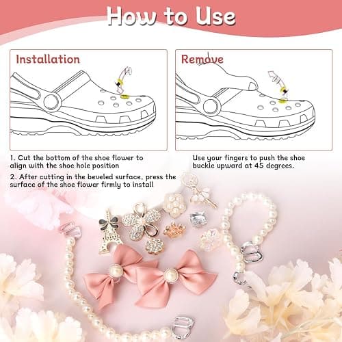 12PCS Pink Bow Shoes Charms for Girls and Women, Bling Crystal Shoe Accessories for Crocs DIY Clog Decorations Cute Pink Shoes Charms for Kids and Adults Birthday Present Party Gifts thumbnail 5