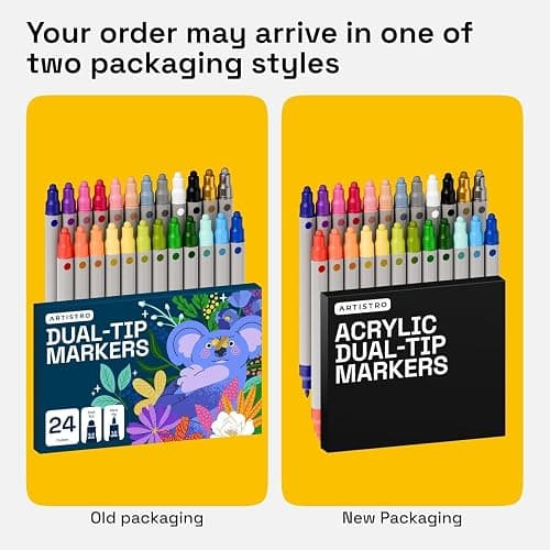 ARTISTRO 24 Acrylic Paint Markers for Rock, Fabric, Wood, Glass, Craft, Decoration - Dual-Tip Paint Pens - Stocking Stuffers, Christmas Gift Idea for Teens, Grandkids, Kids - Art Supplies thumbnail 9
