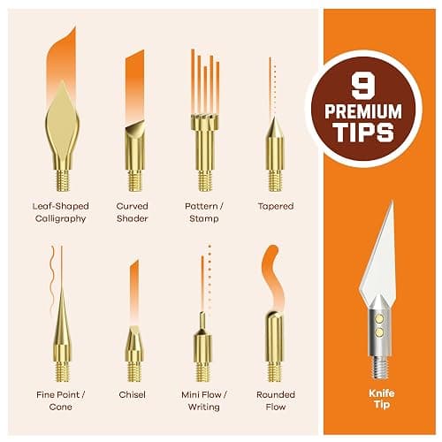 Craft Culture Wood Burning Tool Pen - Craft Burning Tools for Adults & Teens - Wood Burner Kit, Engraver, Carver, Pyrography, Woodburning - Includes 9 Premium Tips - Adjustable Temperature Control thumbnail 3