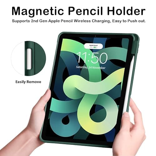 SIWENGDE Case for iPad Pro 11 Inch 4th/3rd/2nd Generation 2022/2021/2020 with Pencil Holder [Support iPad 2nd Pencil Charging] Slim Trifold Stand Smart Protective Cover, Auto Wake/Sleep(Dark Green) thumbnail 5