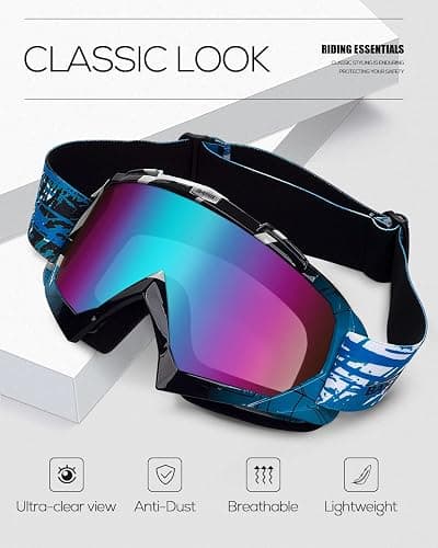 BATFOX Dirt Bike ATV Goggles Motorcycle Gear Riding Motocross Dirtbike 4-Wheeler MX DH Accessories Goggles Glasses for Men Women Youth UV400 Protection Dust-proof Anti-Slip Strap thumbnail 2