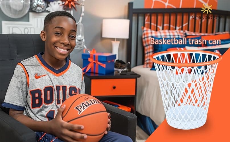 2 PCS Basketball Trash Can,Wastebasket,Basketball gift,4.5 Gallon,Size11"x11"x12"Basketball Hoop,Basketball Holder display,Garbage Can,Basketball Net Waste Basket for Office,Bedroom,Gym,Sport party thumbnail 6