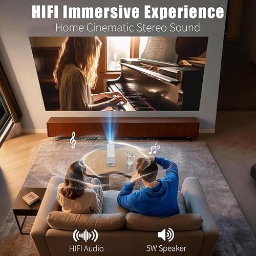 [Smart Projector with Apps] 4K Supported Mini Projector with Wifi and Bluetooth, XENPONAD Movie Projector for Bedroom Celling Camping & Outdoor Use, Portable Projector with Speaker, Auto Keystone thumbnail 7