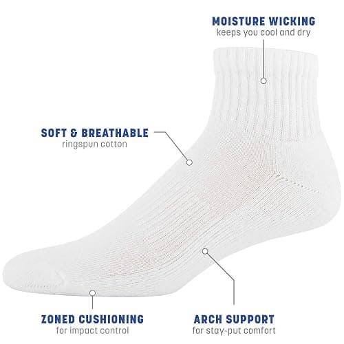 Gildan Men's Active Cotton Ankle Socks, 10-Pairs - White - Shoe Size: 6-12 thumbnail 2