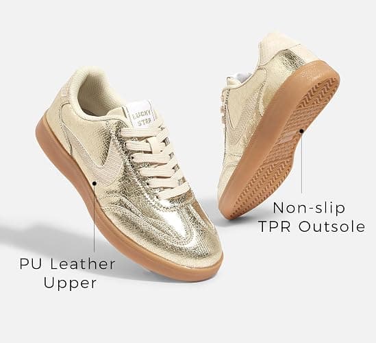 LUCKY STEP Women's Retro Fashion Sneakers Classic Casual Walking Shoes Non Slip Comfort Skate Shoes thumbnail 5
