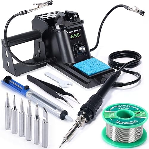 YIHUA 926 III 60W Digital Display Soldering Iron Station Kit w 2 Helping Hands, 6 Extra Iron Tips, Lead-Free Solder, Solder Sucker, S/S Tweezers, °C/ºF Conversion, Auto Sleep & Calibration Support - Image 1