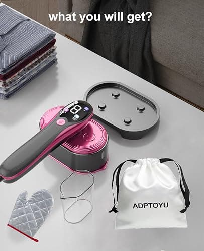 ADPTOYU 2-in-1 Steamer & Iron for Clothes, Portable Handheld Garment Steamer with LED Display, Large Ceramic Panel Travel Clothes Steamer Iron, 10s Fast Heat-Up All-Fabric Remove Wrinkle (Purple) thumbnail 2