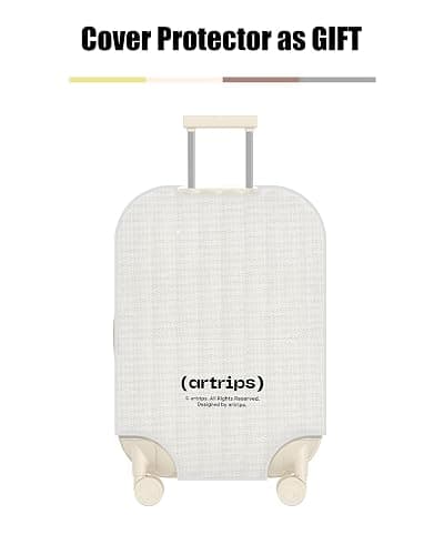 artrips Checked Luggage 24 inch,Medium Suitcase with 8 Spinner Wheels,PC Lightweight Hardside Luggage,Bread Design,TSA Lock,White,Checked-Medium 24-Inch,60L thumbnail 9