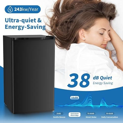 Havato 3.2 Cu.ft Mini Fridge with Freezer, Compact Refrigerator with Reversible Single Door, Adjustable Thermostat, Low Noise, Energy Efficient for Office, Dorm, Bedroom, Apartment thumbnail 4