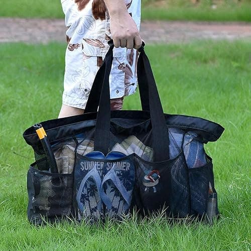 GOTDYA Extra Large Beach Bag Mesh Tote with Zipper and Pockets Ideal for Your Family Cruise/Beach Vacation Essentials | Extra Large, with Zipper, and Pockets thumbnail 2