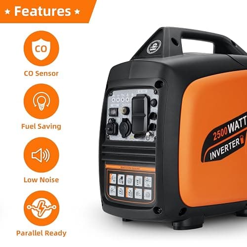 Oxseryn Portable Inverter Generator 2500W Gas Powered, Long Runtime Gas Generators for Home Use, Camping, Super Quiet Emergency Home Backup, with CO Sensor, EPA Compliant thumbnail 5
