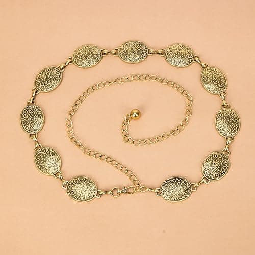 ILuvatar Waist Chain Women's Metal Dress With Sweater Gold Retro Turquoise Stone Punk Belt Concho Western Belts thumbnail 6