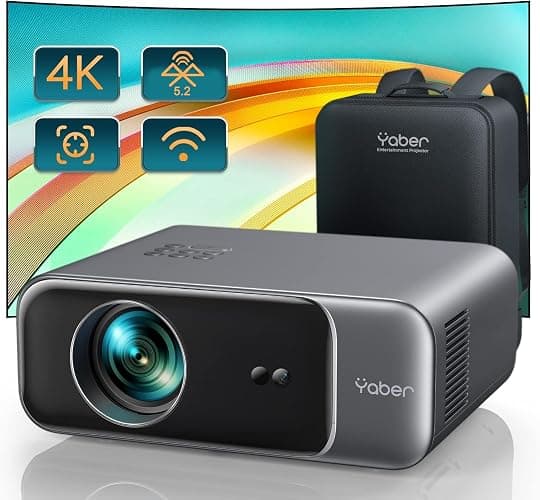【Auto Focus & Keystone】 1080P HD Portable Projector, WiFi6 Bluetooth 5.2 Projectors, YABER Pro V9 Smart Projector, Home Cinema Projectors for Bedroom/Smartphone/TV Stick thumbnail 2