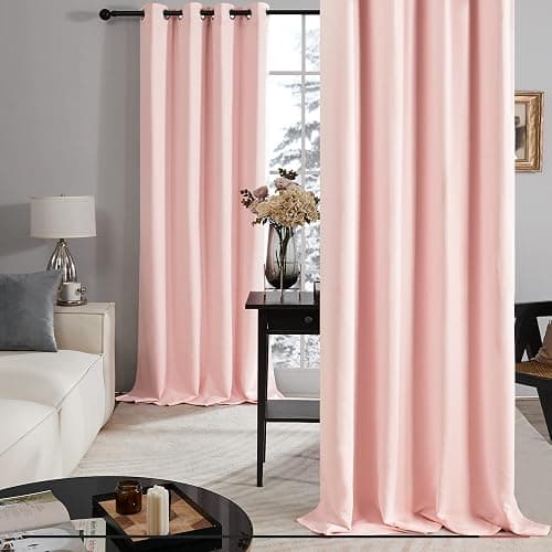 Deconovo 100% Blackout Curtains with Black Liner, Thermal Insulated Noise‑Reducing Grommet Drapes, Double‑Layer Room Darkening for Bedroom, Nursery, Home Office, 2 Panels, Crystal Pink, 52W x 84L thumbnail 7
