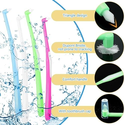 lanjue 8 Pieces End Tuft Toothbrush with Cover, Soft Interdental Brushes Tapered Brush Braces Toothbrush for Orthodontic Braces Detail Cleaning(Blue/Green/Rose Red/White) thumbnail 3
