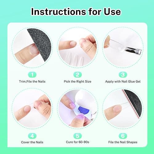 JODSONE Oval Fake Press on Nails Pre-shape Round Gel for Full Cover Acrylic Round Oval Full Nail Tips 12 Sizes 360Pcs for DIY at Home thumbnail 7