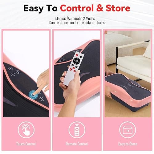 Whole Body Vibration Plate Exercise Machine – Power Vibrating Plate for Lymphatic Drainage Weight Loss, Shake Plate Exercise Platform with Touch Screen & Resistance Bands, Equipment for Women Men thumbnail 4