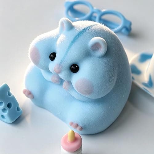 Handmade Taba Squishy Hamster Toy, Cute Squishy Hamster Fidget Toy, Realistic Hamster Toy, Soft Silicone Mochi Furry Toy, Stress Relief Gift for Adults & Kids, Sensory Anxiety Plushie (Blue) thumbnail 4