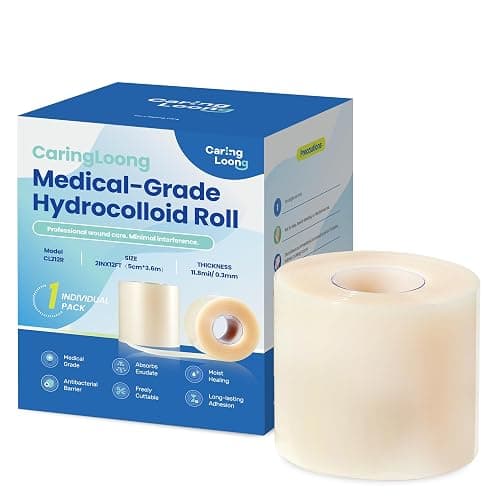 Medical Grade Hydrocolloid Roll for Wound Care - Highly Absorbent for Wound Care, Burn, Blister, Acne, Extra Large Patch with Self-Adhesive, Sterile & Waterproof (2in×12ft (11.8mil/0.3mm Thickness)) - Image 1