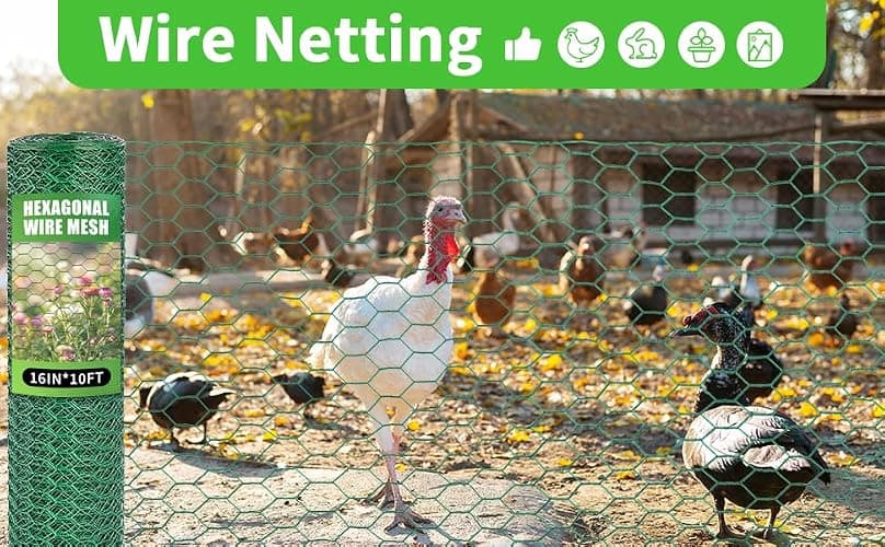 Bittesnew 16 x 120 Inches Chicken Wire for Floral Arrangements, Green Chicken Wire, Hexagonal Galvanized Wire Mesh for Poultry Barrier, Flower Arrangement, Crafts and Garden, Green thumbnail 5