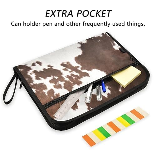 Western Cow Skin Texture Expanding Accordion File Folder with Sticky Labels, 13 Pockets Zip File Folder with Zipper Closure thumbnail 2