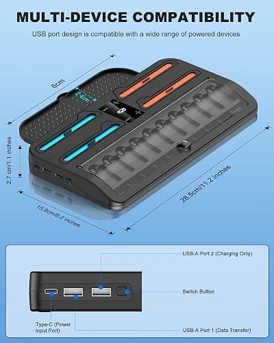 Switch 2 Games Organizer Station with Controller Charger,Desktop Charging Dock for Nintendo Switch 2 Joy-Con Controllers,4 Joy-Con Charging &20 Games Cards Storage Charging Organizer for NS2 thumbnail 7