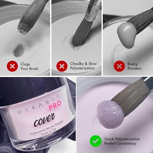 MakarttPro Mini Acrylic Nail Kit for Beginner Nail Technicians 12pcs - Starter Set with Pink & Clear Acrylic Powders, EMA Monomer, Kolinsky Brush and Nail Essentials thumbnail 4