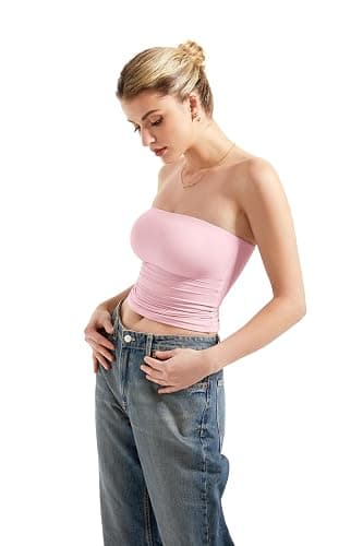 SUUKSESS Women Sexy Tube Top Summer Y2K Going Out Double Lined Basic Tank Top thumbnail 3