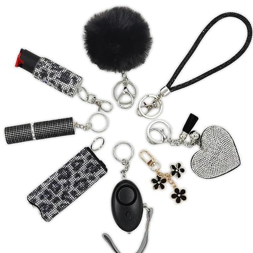 KLKOKVKE Gift Keychain Set for Women Including Wrist Strap, Heart Accessory, Petal Decor and Pom Pom - Image 1