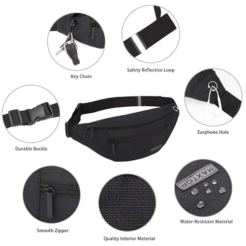 MAXTOP Large Crossbody Fanny Pack with 4-Zipper Pockets,Gifts for Enjoy Sports Festival Workout Traveling Running Casual Hands-Free Wallets Waist Pack Phone Bag Carrying All Phones thumbnail 3