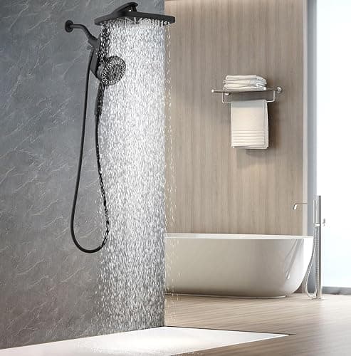 High Pressure Rain Shower Head: Upgrade Shower Heads with Handheld Spray Combo with Fixed Showerhead and 10 Sprays Handheld Shower Head, Detachable Showerheads Built-in Magnetic Docking and Power Jets thumbnail 2
