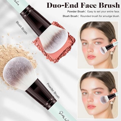 START MAKERS Makeup Brush Set 5Pcs, Dual-Ended Foundation Contour Concealer Blush Powder Bronzer Eyeshadow Brushes for Liquid, Cream, Powder, Blending, Buffing, Stippling Face Make up Tools thumbnail 2