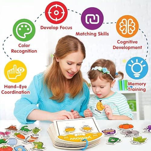 MUONE Montessori Busy Book Color Sorting Toys for Toddlers 2-4, Educational Preschool Learning Activities for Kids, Sensory Fine Motor Matching Games for 3 Year Old Boys Girls Gifts thumbnail 4