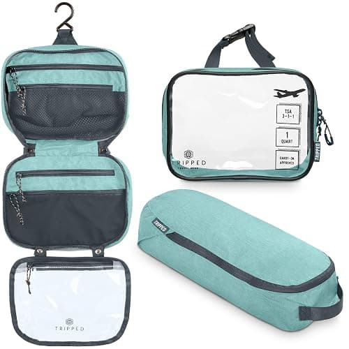 Toiletry Bag Kit Set: Hanging Travel Toiletry Bag + 311 TSA Cosmetic Liquid Bag + Ultralight Accessory Organizer Pouch - Image 1