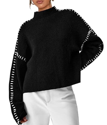 PRETTYGARDEN Women's Chunky Knit Sweaters 2026 Fall Long Sleeve Mock Neck Oversized Pullover Tops Winter Fashion Clothes - Image 1