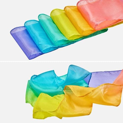 HiUnicorn 100% Silk Dance Ribbon Streamer Ballerina Gift Toys for Toddler Girl Age 4-7 Stocking Stuffer Pastel Rainbow Play Silks Kids Gymnastics Accessories Twirler Wand Princess Unicorn Toy thumbnail 3