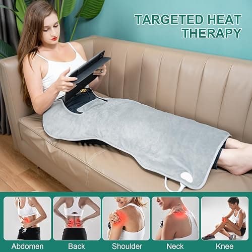 Heating Pad for Back Pain Relief, 22"x 37" Large Heating Pad for Neck and Shoulders, Heat Pad with 6 Heat Settings & 4 Time Settings Auto-Off, Gifts for Women Men Mom Dad (Gray) thumbnail 4