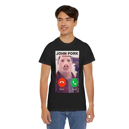 John Pork Funny Answer Call Phone T-Shirt, Brainrot T-Shirt thumbnail 3