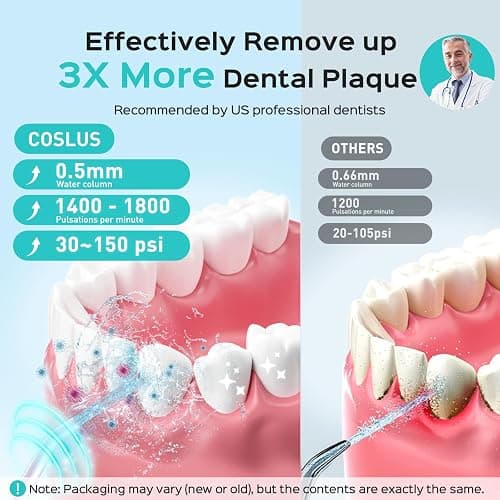 Water Dental Flosser Teeth Pick: Portable Cordless Oral Irrigator 300ML Rechargeable Travel Irrigation Cleaner IPX7 Waterproof Electric Flossing Machine for Teeth Cleaning C20(F5020E) - Black thumbnail 3