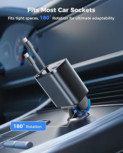 SUPERONE Smaller 4 in 1 Retractable Car Charger with Dual Type C Cords, 69W Fast Retractable USB C Car Charger, Car Accessories Car Chargers for iPhone 17 16 15 14 13 12 Galaxy Pixel thumbnail 7