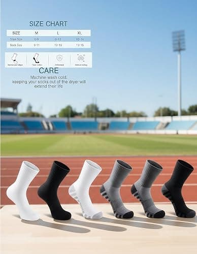 Airacker Athletic Socks Sport Running Calf Socks Performance Cushioned Breathable Crew Socks for Men Women(6 Pairs) thumbnail 4