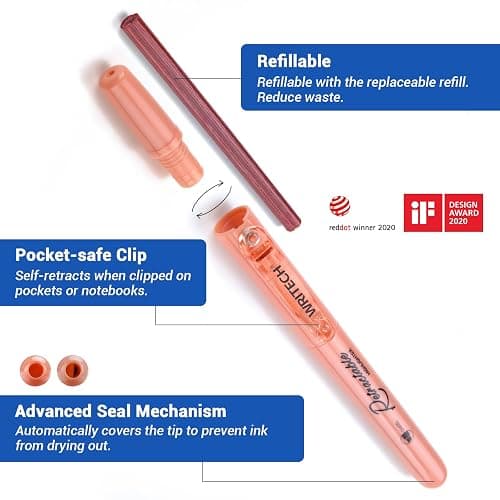 WRITECH Retractable Highlighters Assorted Colors: Chisel Tip Click Aesthetic Highlighter Marker Pens Pack Multi Colored Ink No Bleed Smear for Highlighting Journaling (12ct Neutral) thumbnail 3