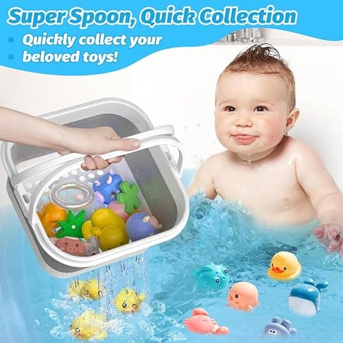 Anivia Foldable-Bath-Toy-Storage-Organizer, Bath Toy Holder with Base, Quick-Drain-Drying Bathtub Toy Storage/Basket, Stand Up Bathroom Shower Toys Holder for Kids - Gray thumbnail 6