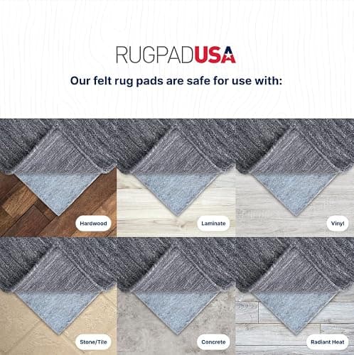 RUGPADUSA - Basics - 5'x7' - 1/4" Thick - 100% Felt - Protective Cushioning Rug Pad - Safe for All Floors and Finishes Including Hardwoods thumbnail 4